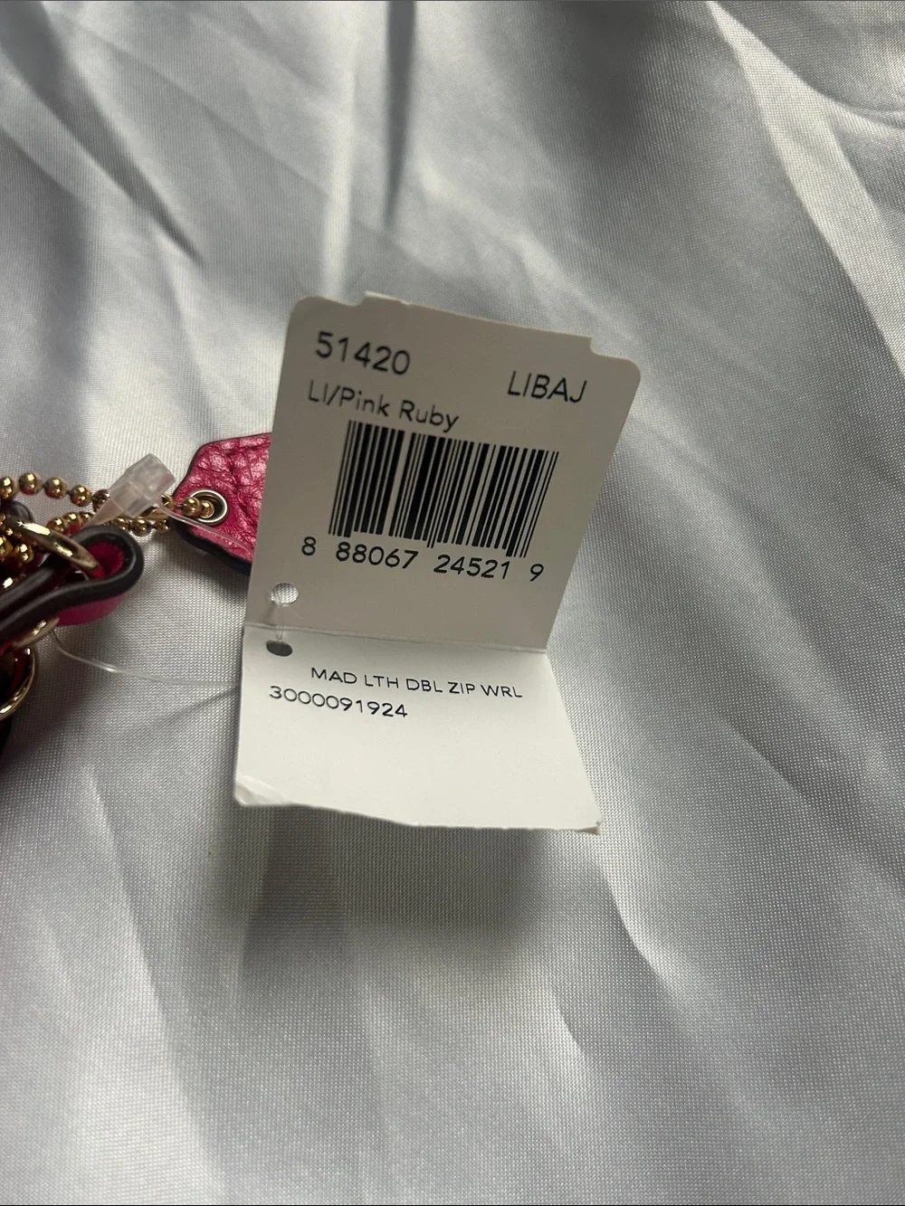 Coach Hot Pink Leather Wristlet with Double Zip - Picture 3 of 3